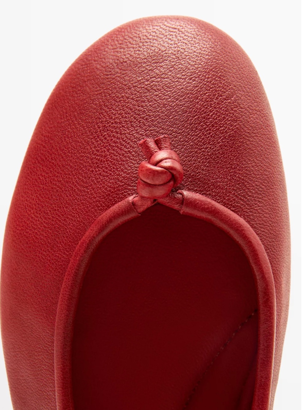 Massimo Dutti NWT red leather ballet flats with knot 1561/750, size 40/US9 - Picture 3 of 10